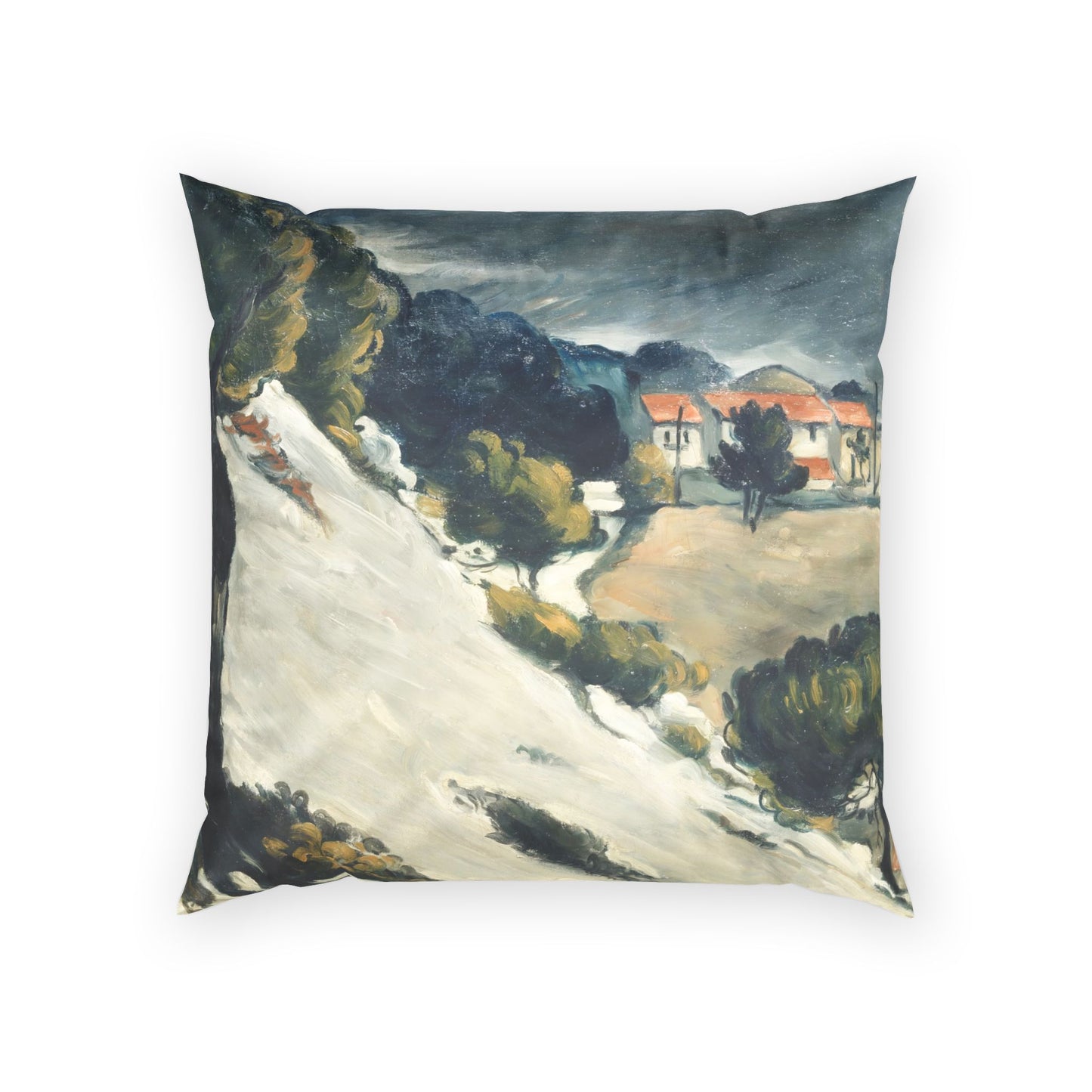 Cézanne, Paul - L’Estaque, Melting Snow (1870) - Poly Velvet Pillow