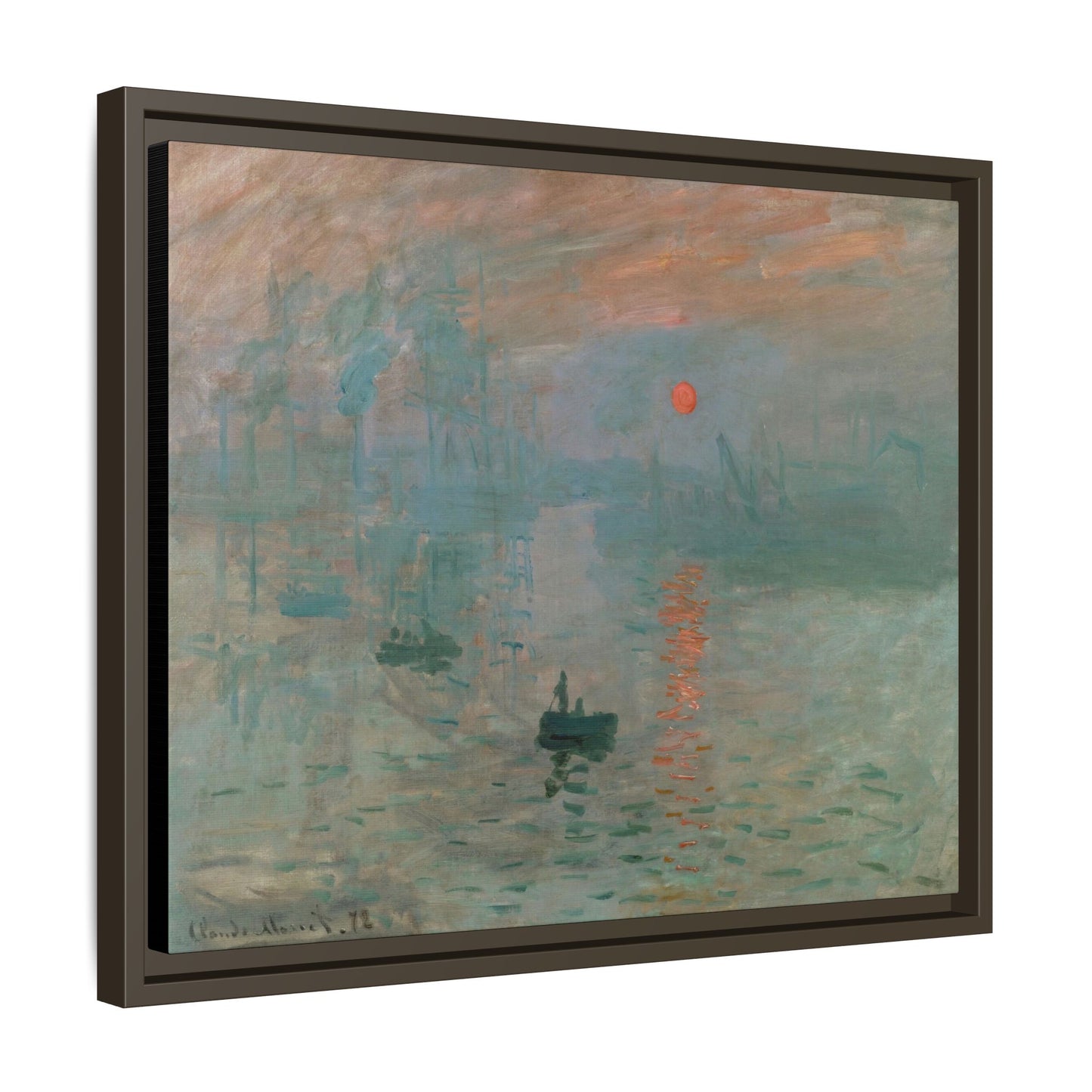 Monet, Claude - Impression, Sunrise (1872) - Matte Canvas, Framed