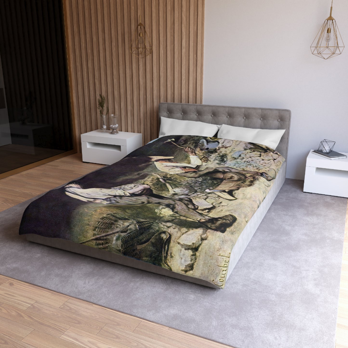 Courbet, Gustave - The Stone Breakers (1850) - Microfiber Duvet Cover
