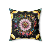 Obsidian Grandmothers Mandala - Suede Square Pillow