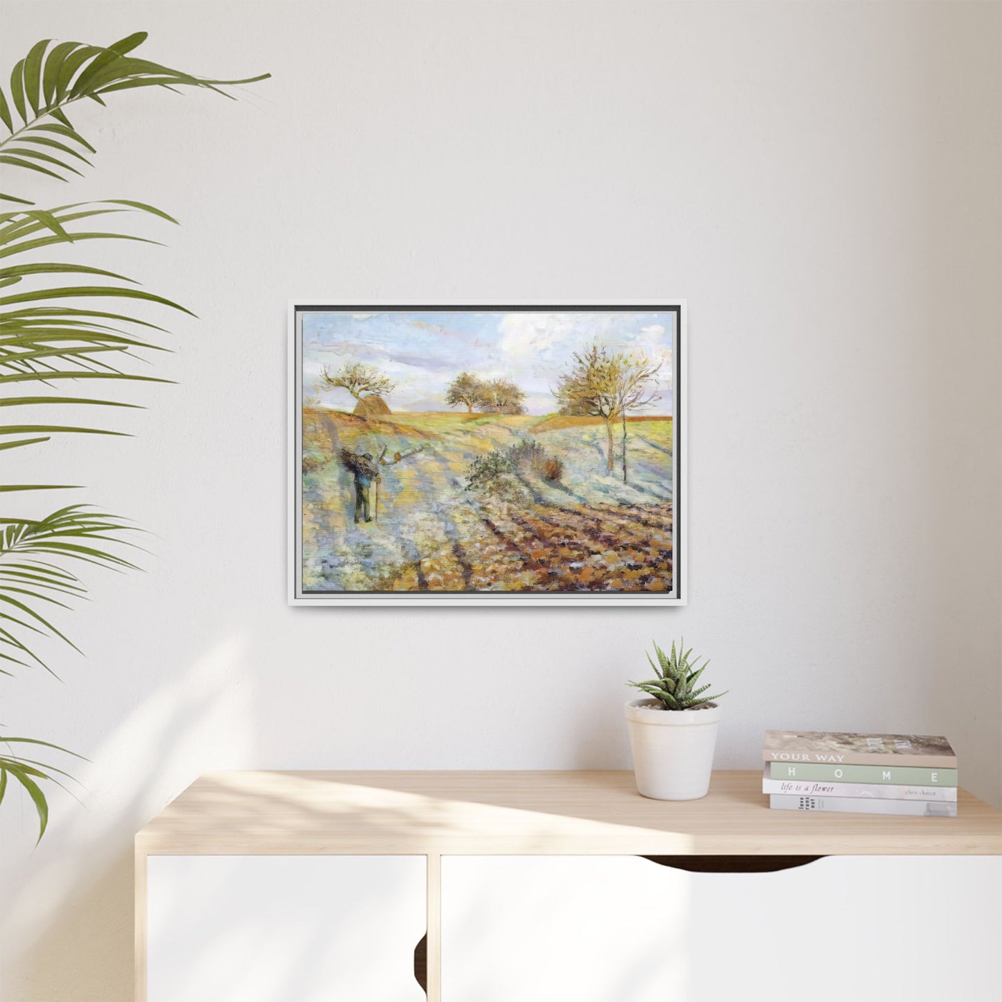 Pissarro, Camille - Hoarfrost (1873) - Matte Canvas, Framed