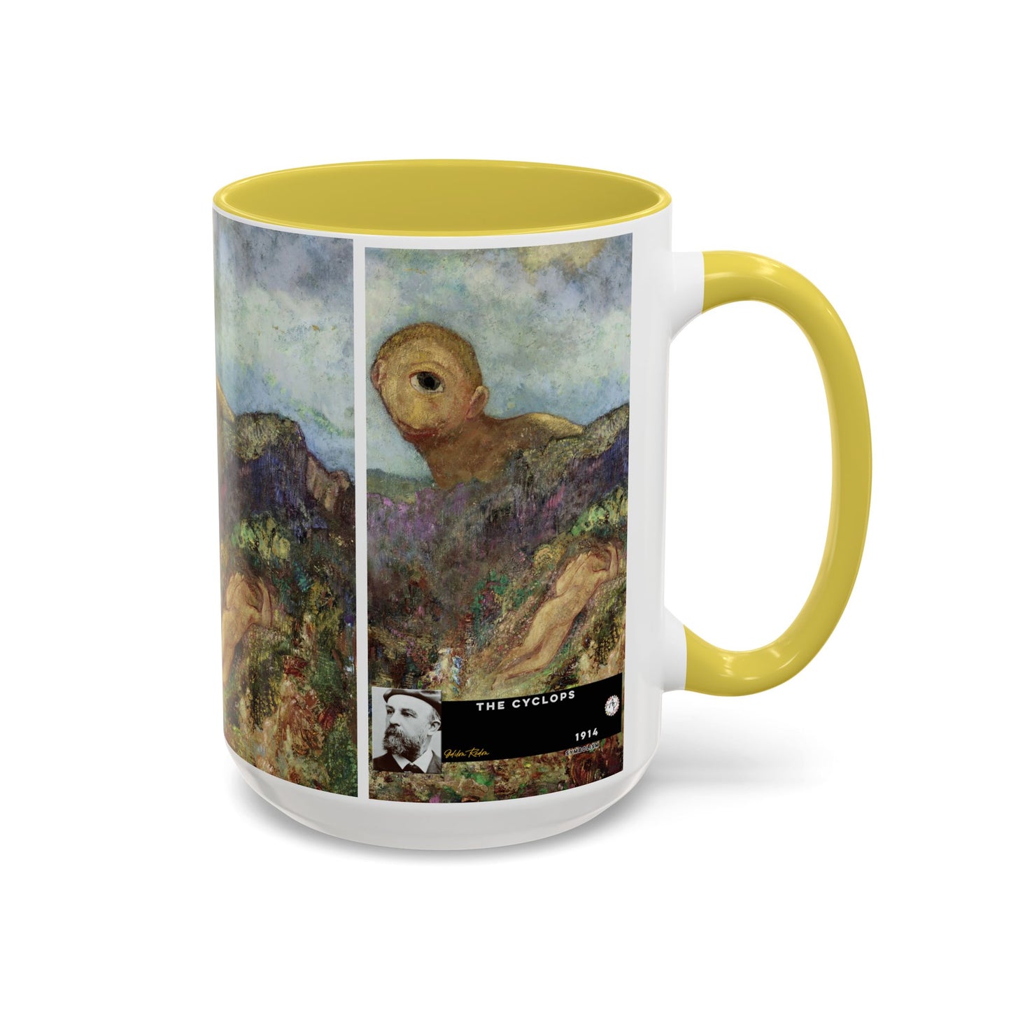 Redon, Odilon - The Cyclops (1914) - Colorful Accent Mugs