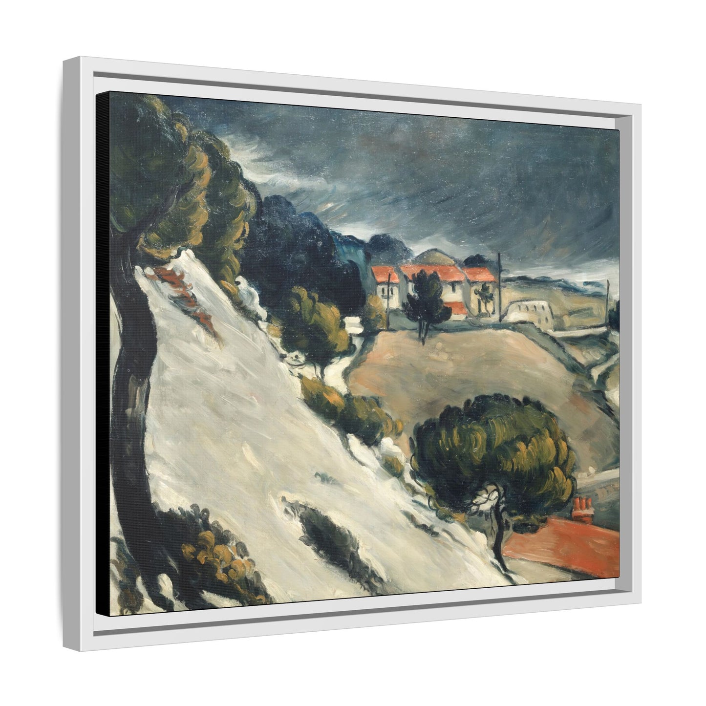 Cézanne, Paul - L’Estaque, Melting Snow (1870) - Matte Canvas, Framed