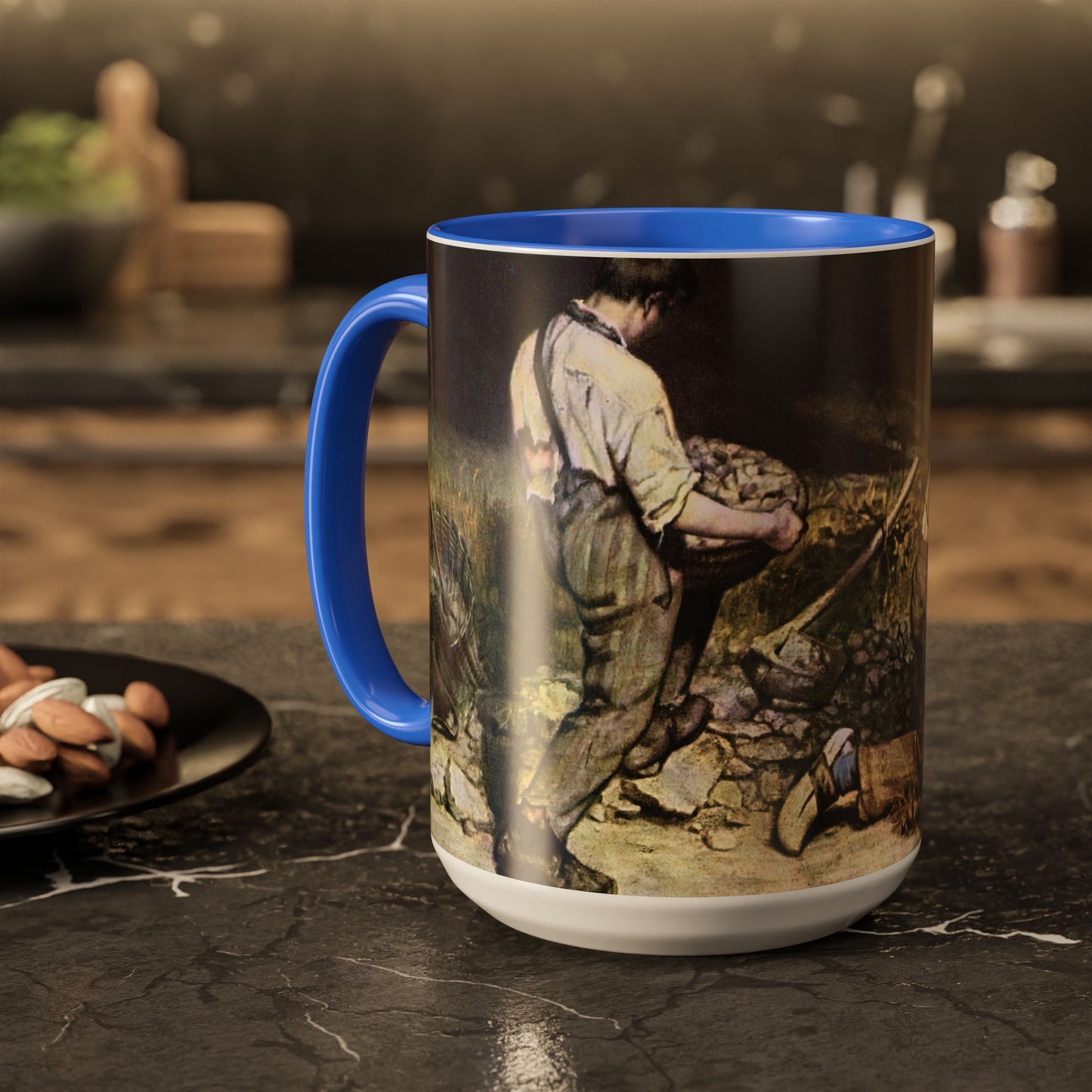 Courbet, Gustave - The Stone Breakers (1850) - Colorful Accent Mugs