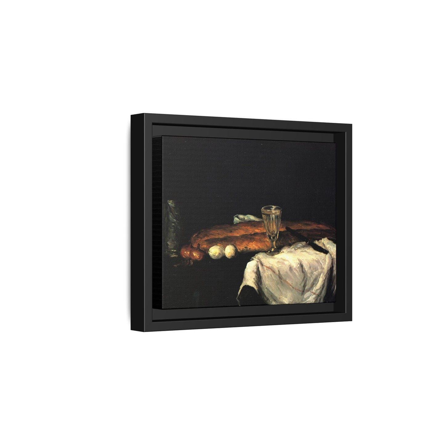 Cézanne, Paul - Still Life with Bread and Eggs (1865) - Matte Canvas, Framed
