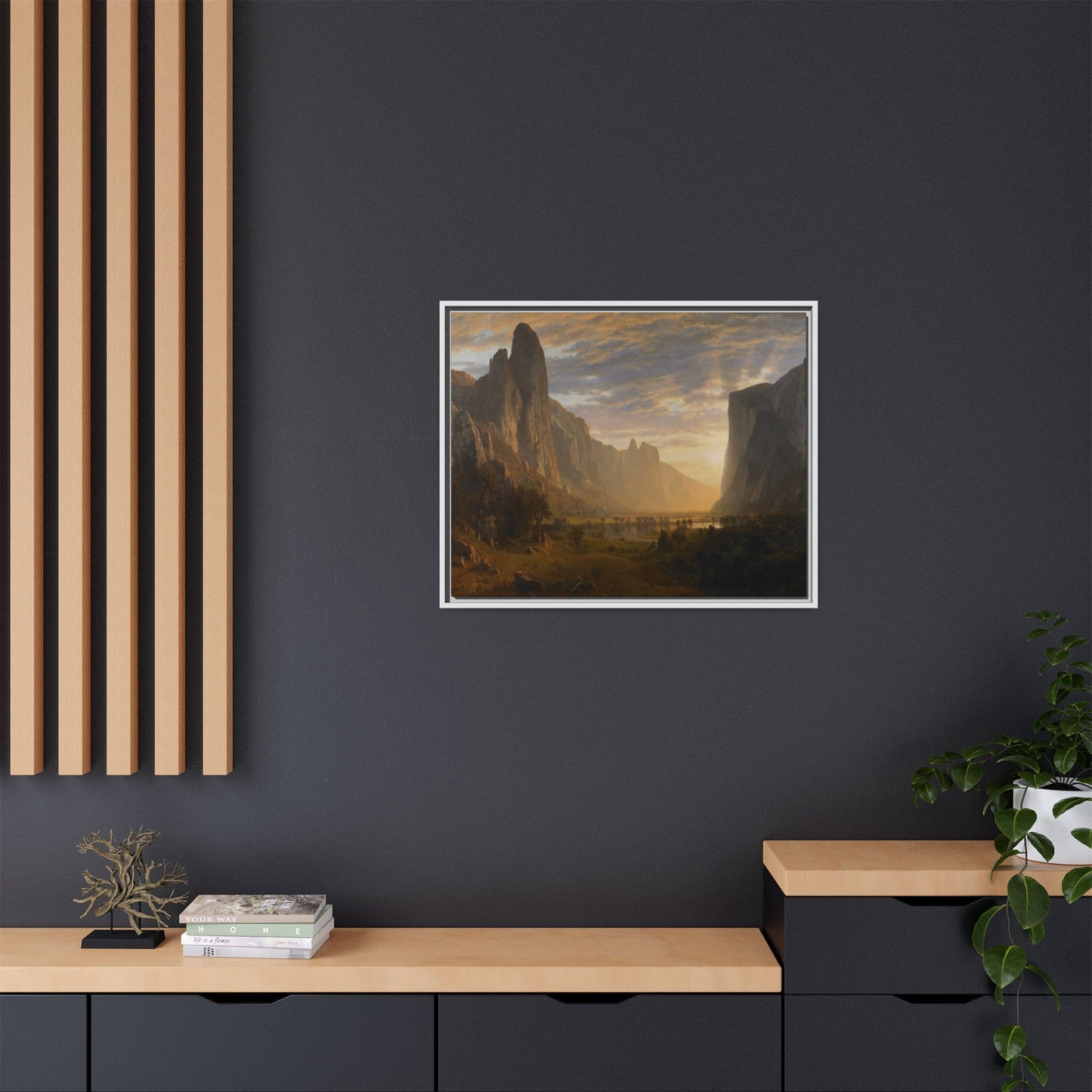 Bierstadt, Albert - Looking Down Yosemite Valley (1865) - Matte Canvas, Framed