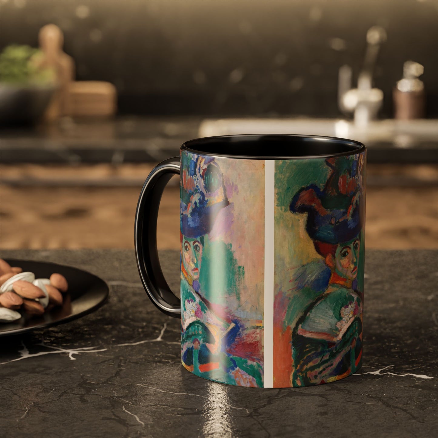 Matisse, Henri - Woman with a Hat (1905) - Colorful Accent Mugs