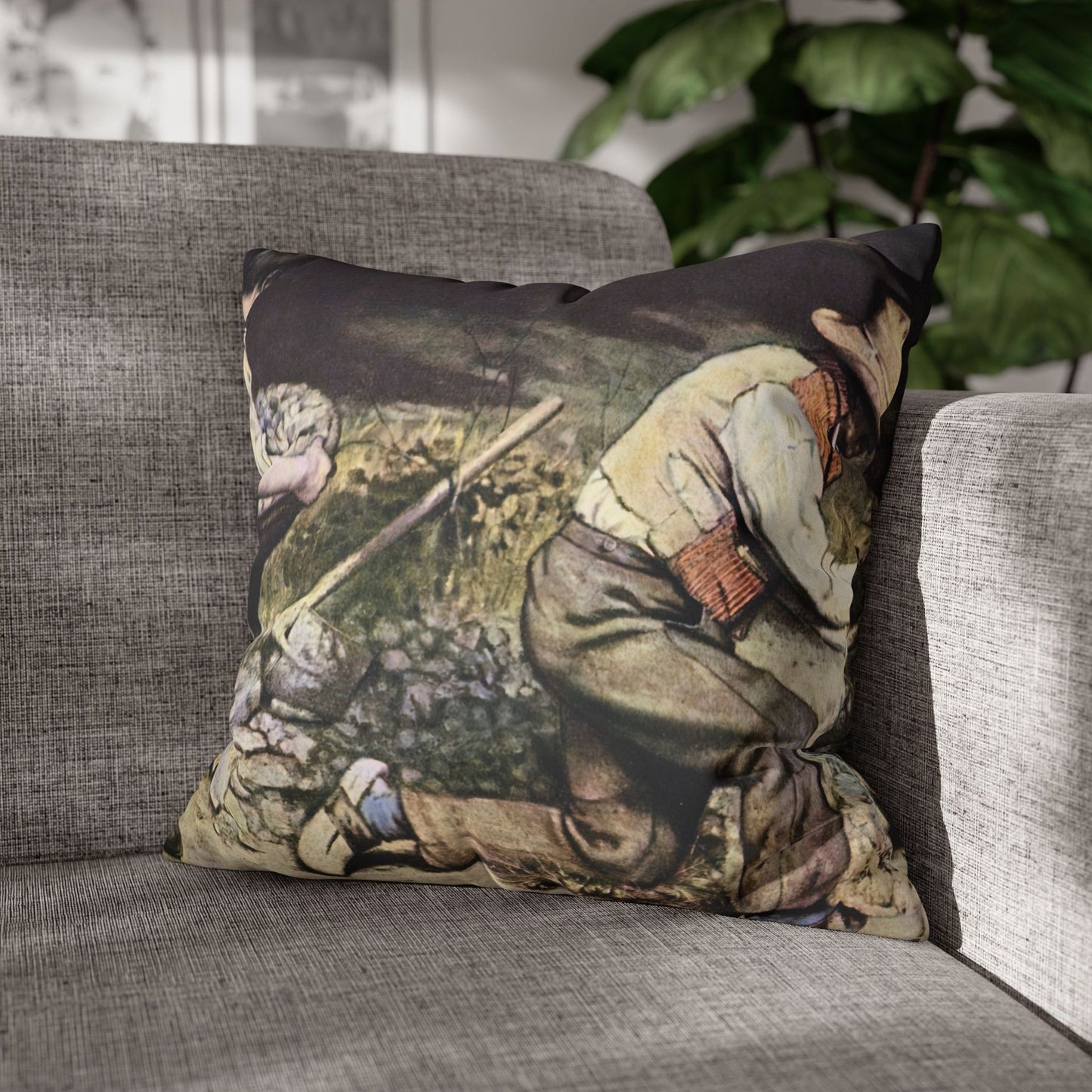 Courbet, Gustave - The Stone Breakers (1850) - Suede Square Pillowcase