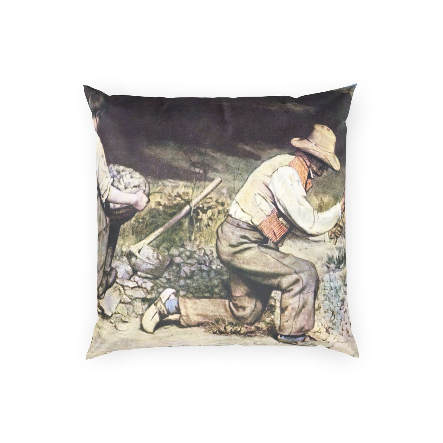Courbet, Gustave - The Stone Breakers (1850) - Poly Velvet Pillow