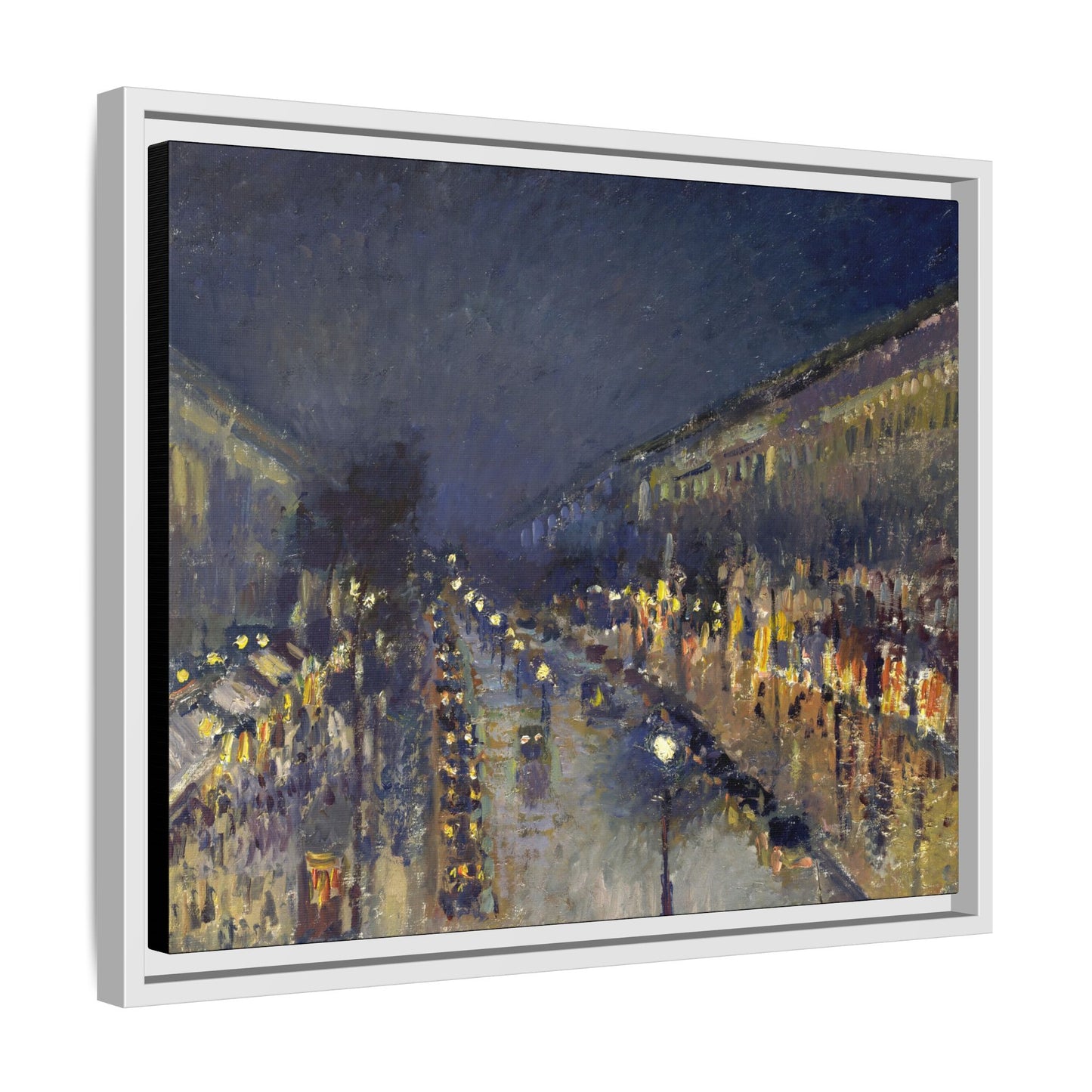 Pissarro, Camille - The Boulevard Montmartre At Night (1897) - Matte Canvas, Framed
