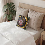 Obsidian Grandmothers Mandala - Poly Velvet Pillow
