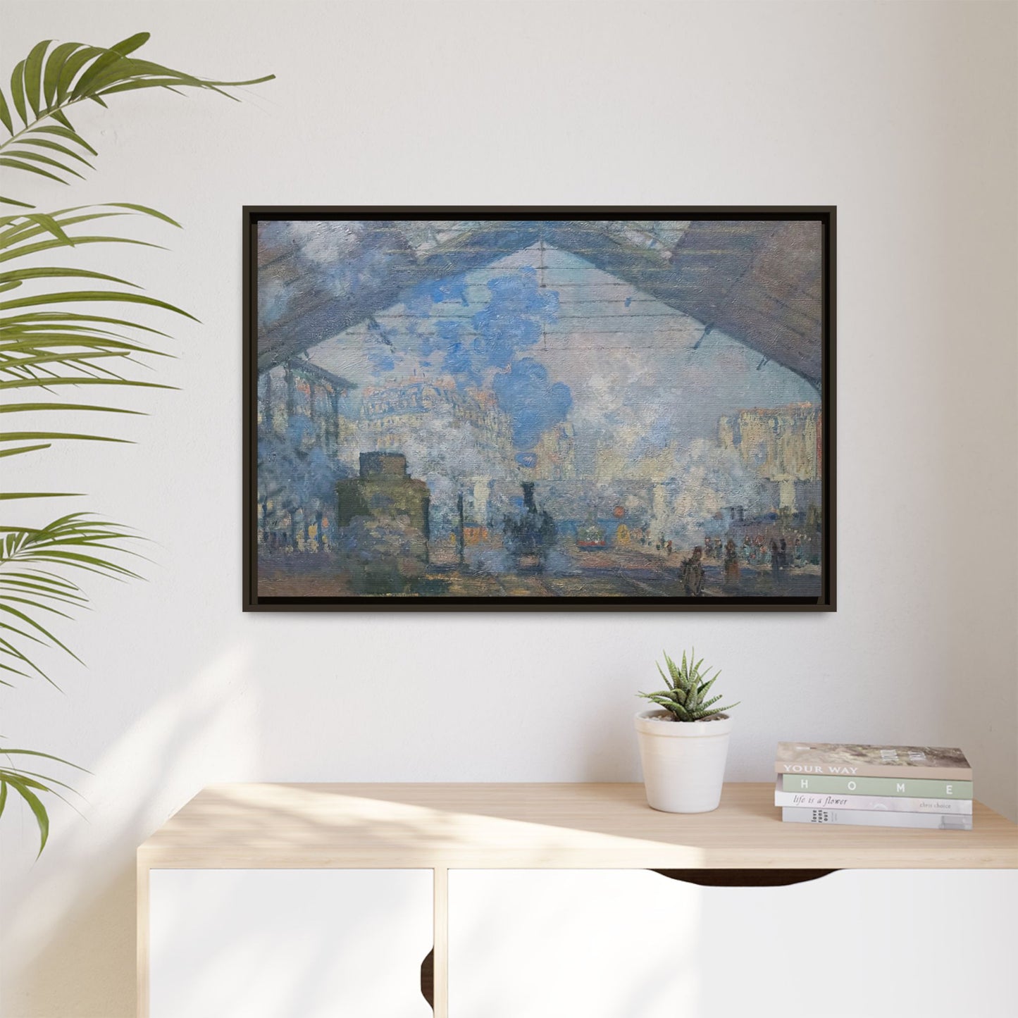 Monet, Claude - Le Gare Saint-Lazare (1877) - Matte Canvas, Framed