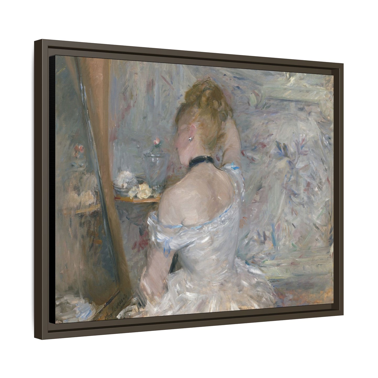 Morisot, Berthe - Woman at Her Toilette (1880) - Matte Canvas, Framed