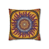 Solar Disc Mandala - Suede Square Pillowcase