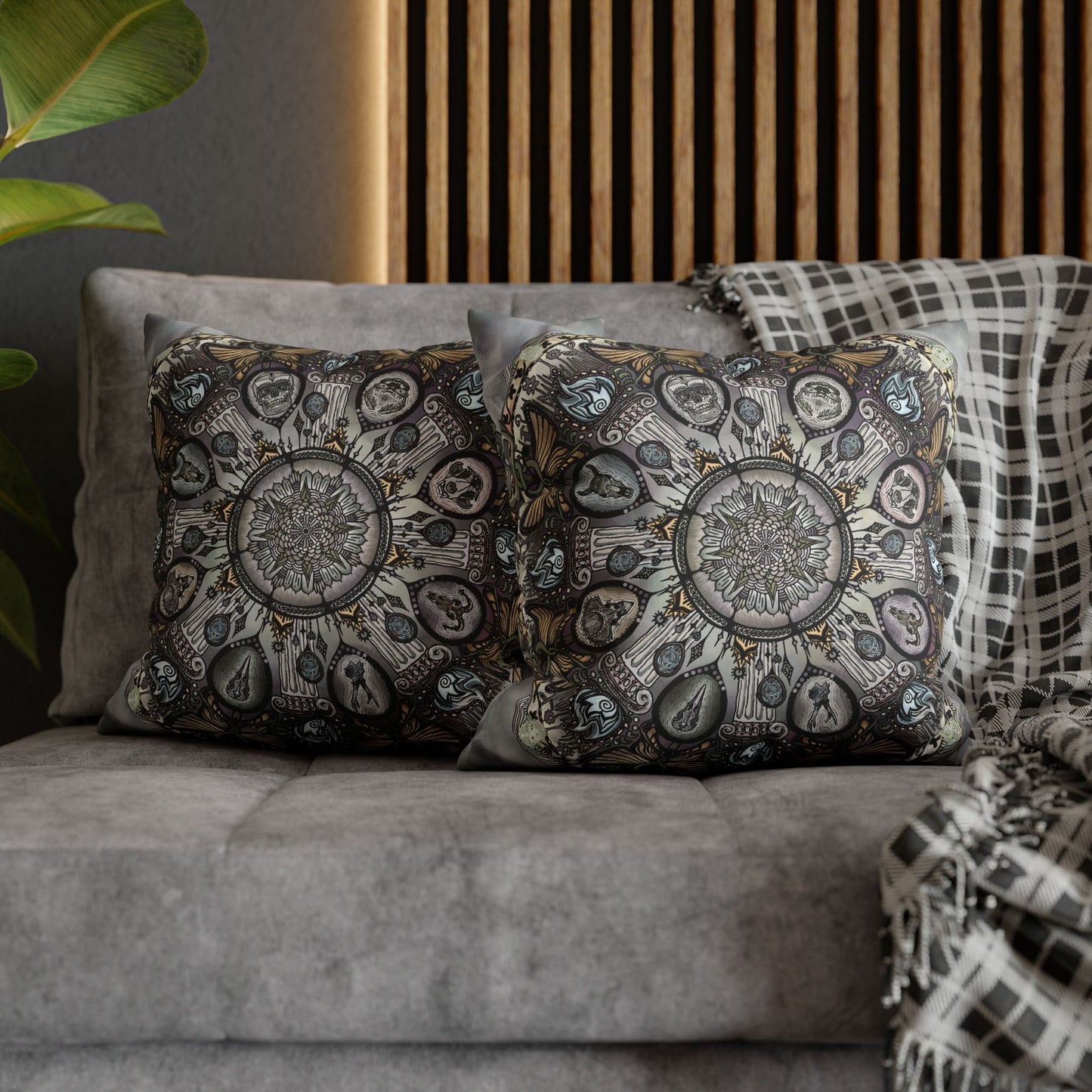 Pacio, Adam - Memento Mori Mandala - Suede Square Pillowcase