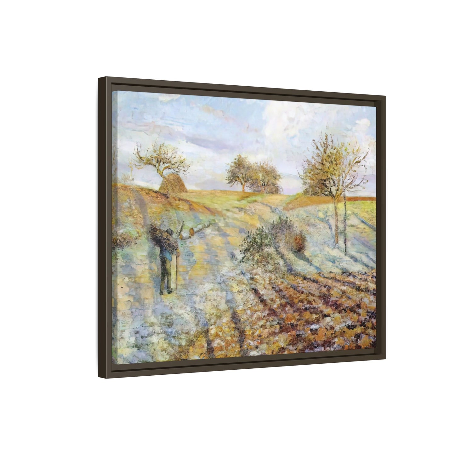 Pissarro, Camille - Hoarfrost (1873) - Matte Canvas, Framed
