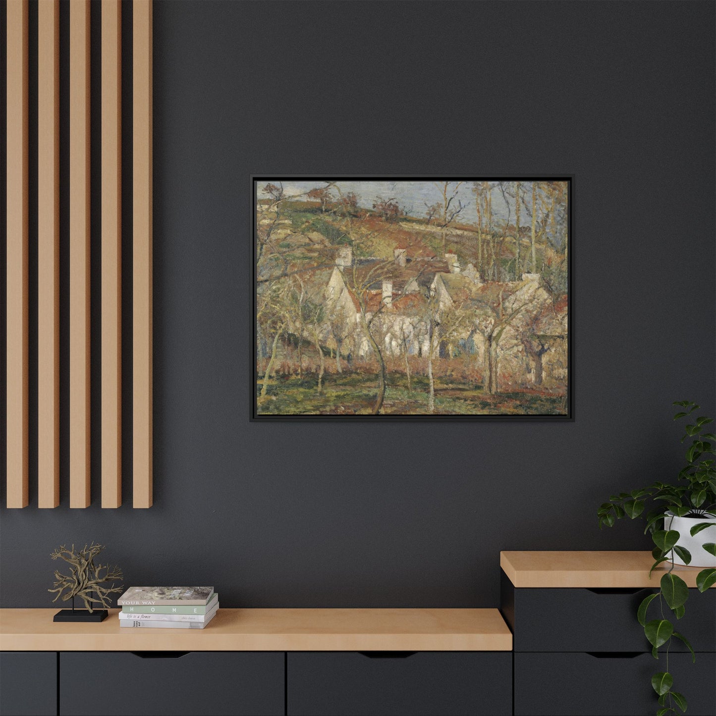 Pissarro, Camille - Red Roofs, Corner of a Village in Winter (1877) - Matte Canvas, Framed