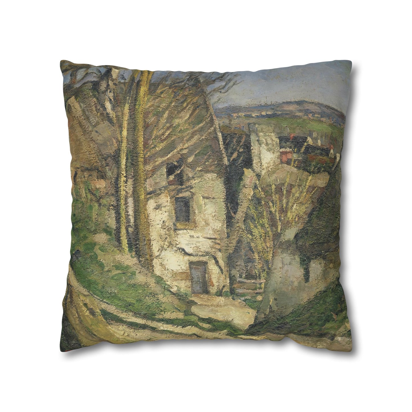 Cézanne, Paul - The House of the Hanged Man, Auvers-sur-Oise (1874) - Suede Square Pillowcase