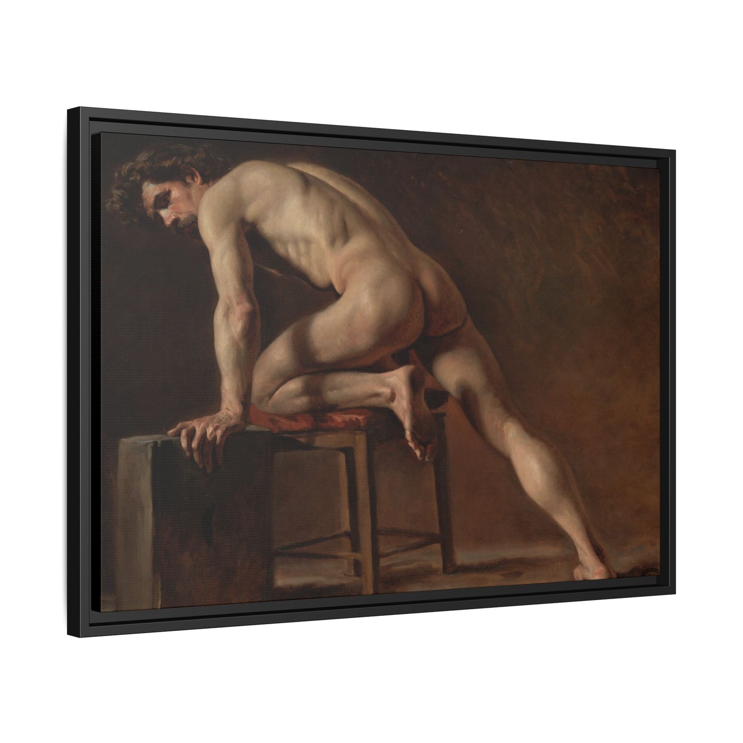 Courbet, Gustave - Study of a Nude Man (1840) - Matte Canvas, Framed