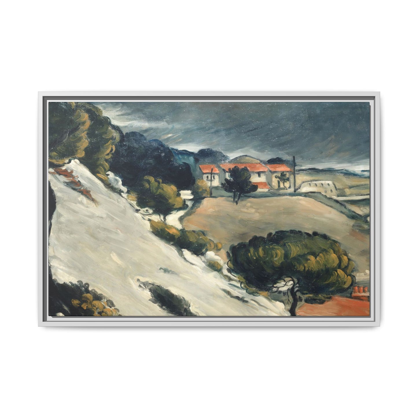 Cézanne, Paul - L’Estaque, Melting Snow (1870) - Matte Canvas, Framed