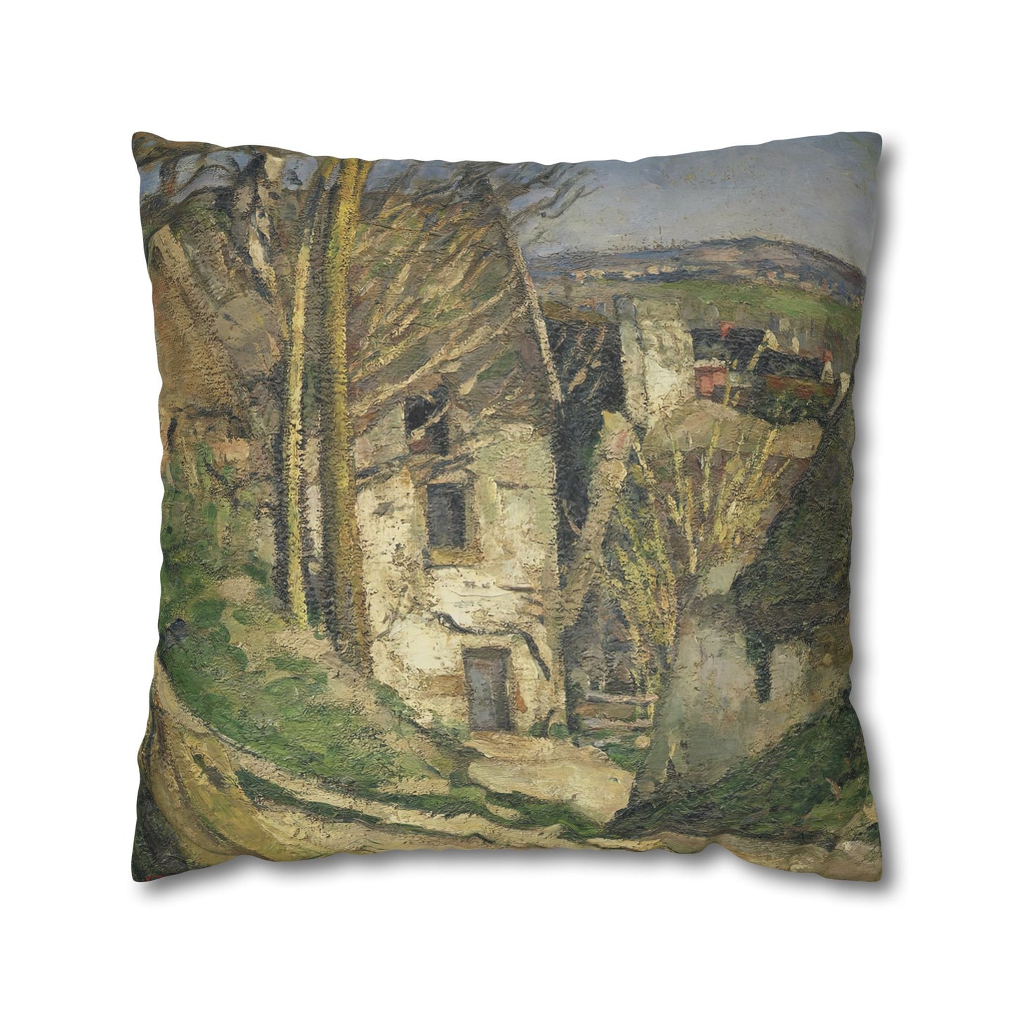 Cézanne, Paul - The House of the Hanged Man, Auvers-sur-Oise (1874) - Suede Square Pillowcase