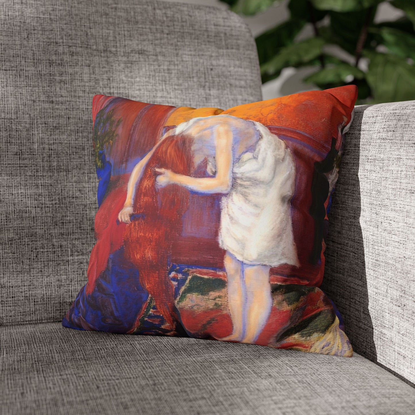 Ranson, Paul - The Golden Head of Hair (1909) - Suede Square Pillowcase