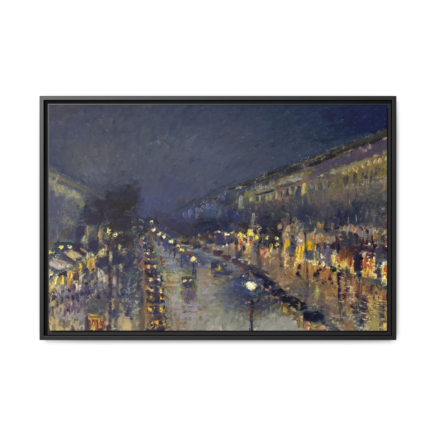 Pissarro, Camille - The Boulevard Montmartre At Night (1897) - Matte Canvas, Framed