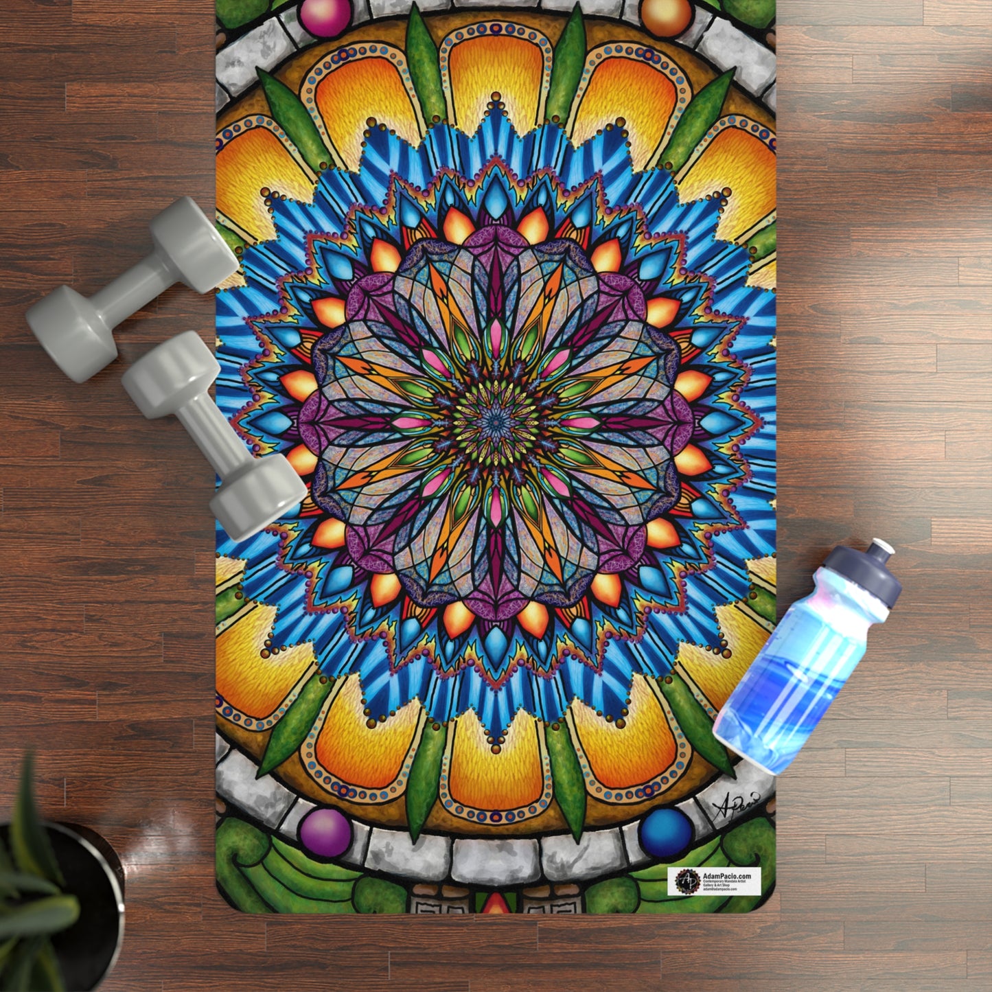 Pacio, Adam - Emerald Arrows Mandala - Rubber Yoga Mat