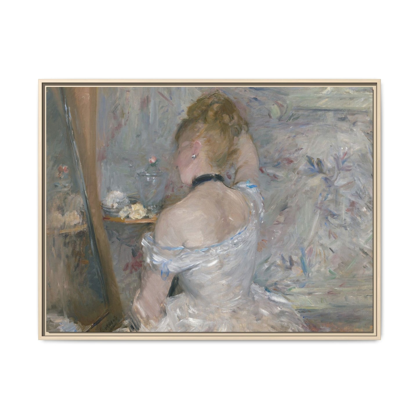 Morisot, Berthe - Woman at Her Toilette (1880) - Matte Canvas, Framed