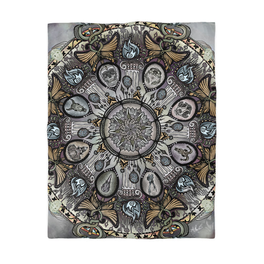 Pacio, Adam - Memento Mori Mandala - Microfiber Duvet Cover