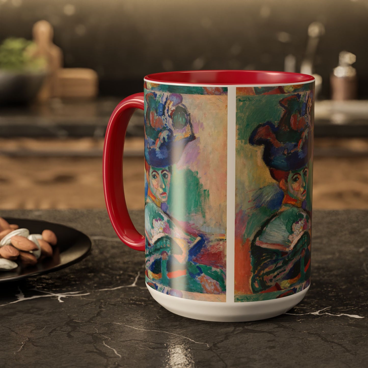 Matisse, Henri - Woman with a Hat (1905) - Colorful Accent Mugs