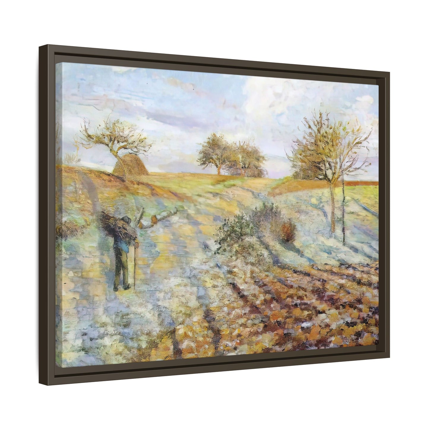 Pissarro, Camille - Hoarfrost (1873) - Matte Canvas, Framed