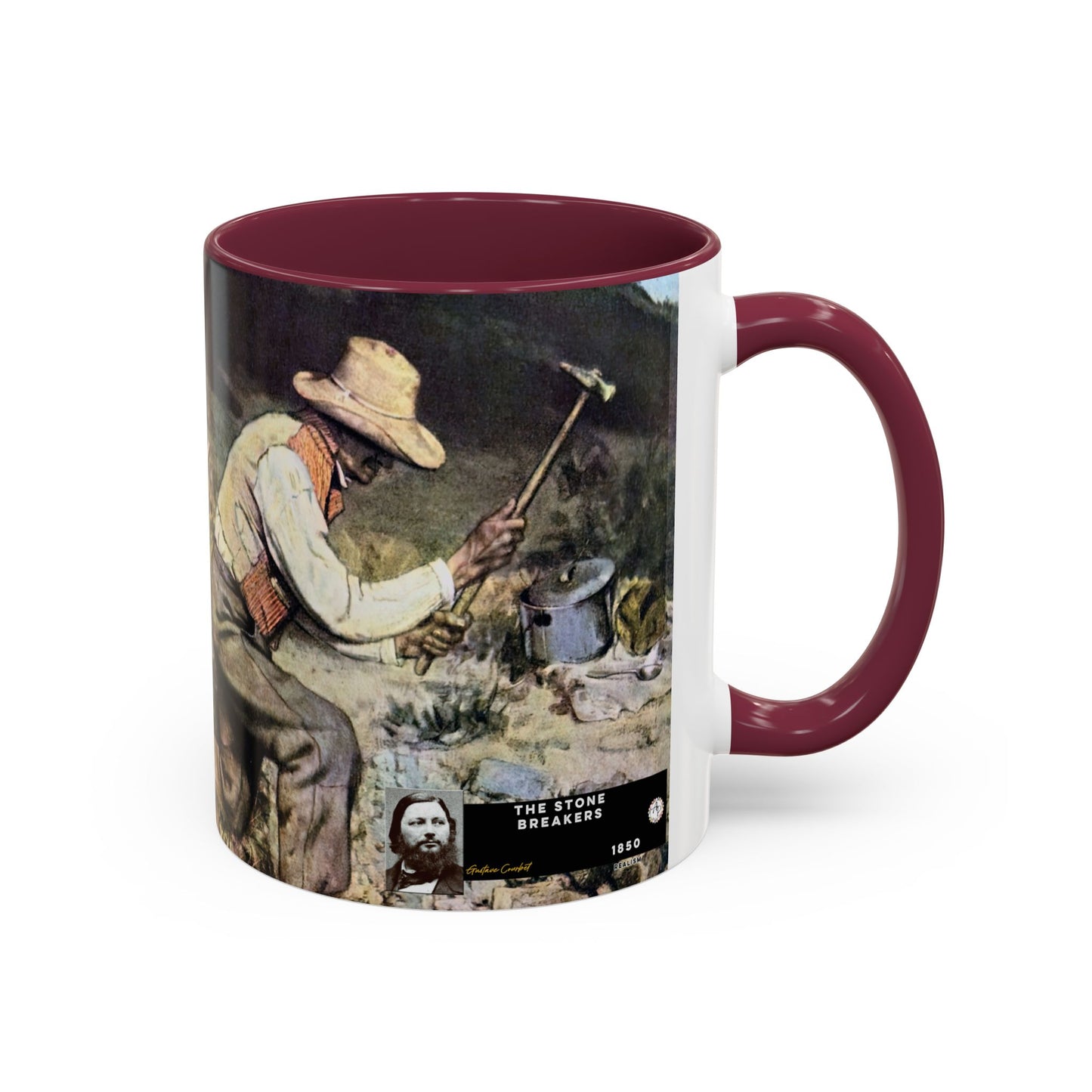 Courbet, Gustave - The Stone Breakers (1850) - Colorful Accent Mugs