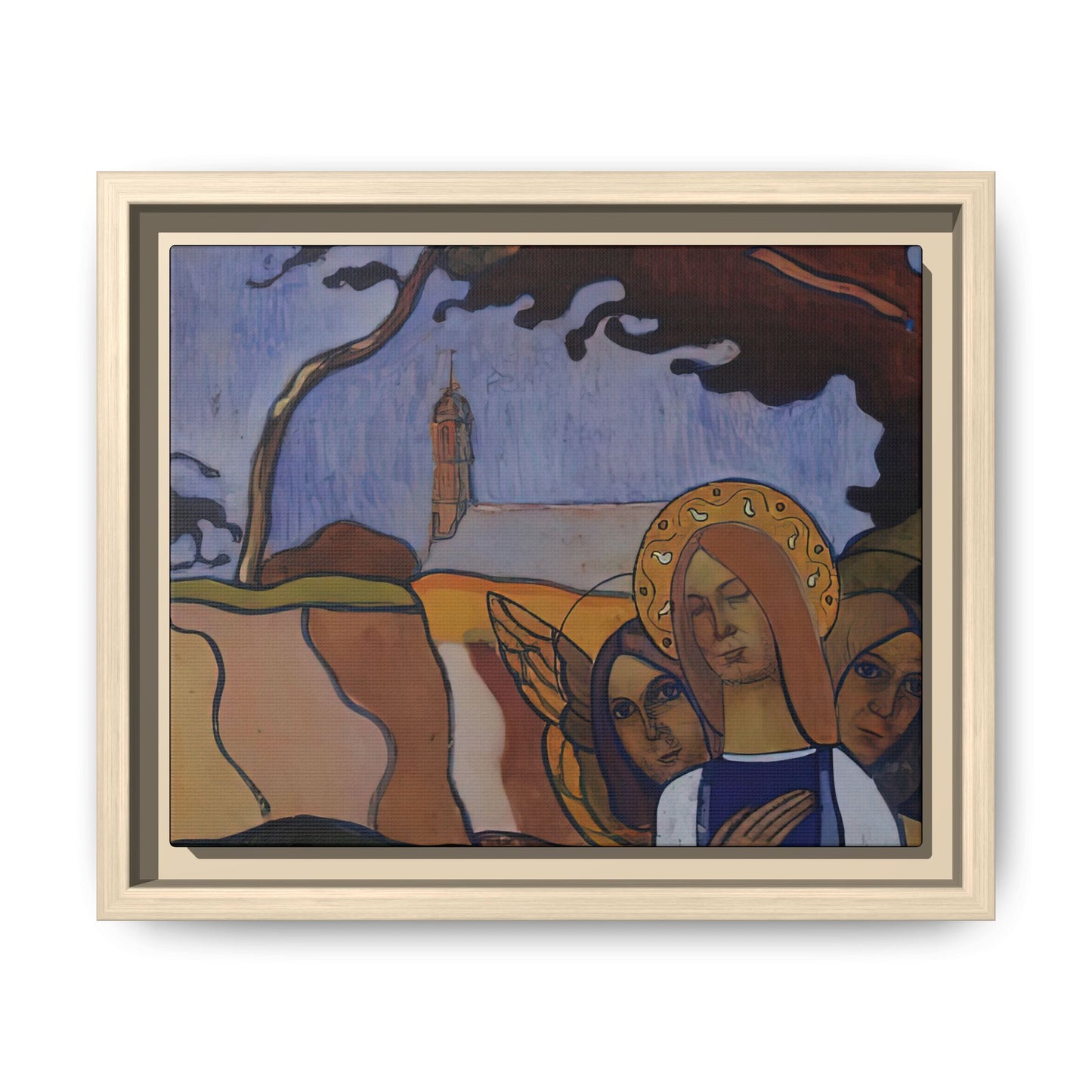 Filiger, Charles - Virgin and Two Angels (1895) - Matte Canvas, Framed