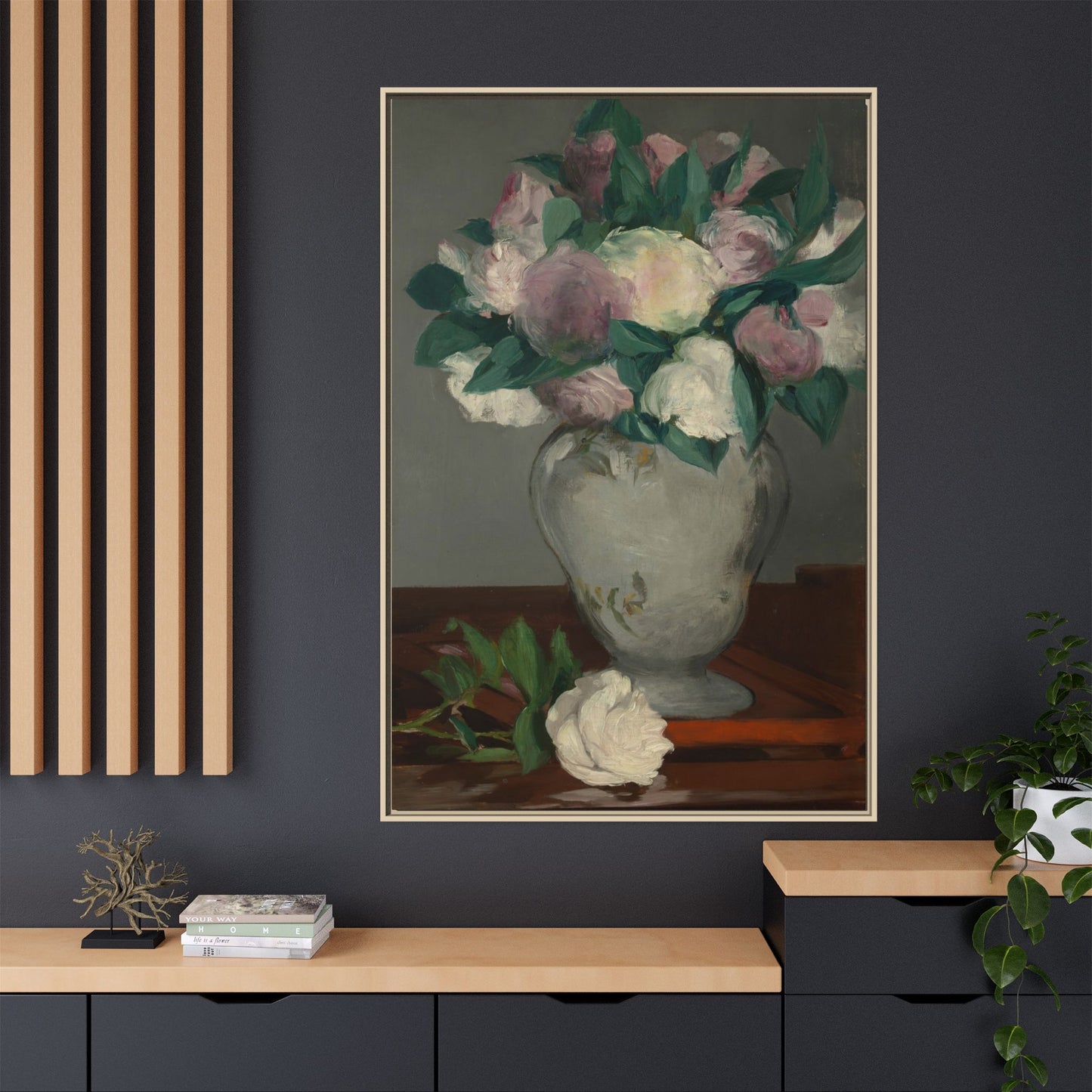 Manet, Édouard - Peonies (1864) - Matte Canvas, Framed