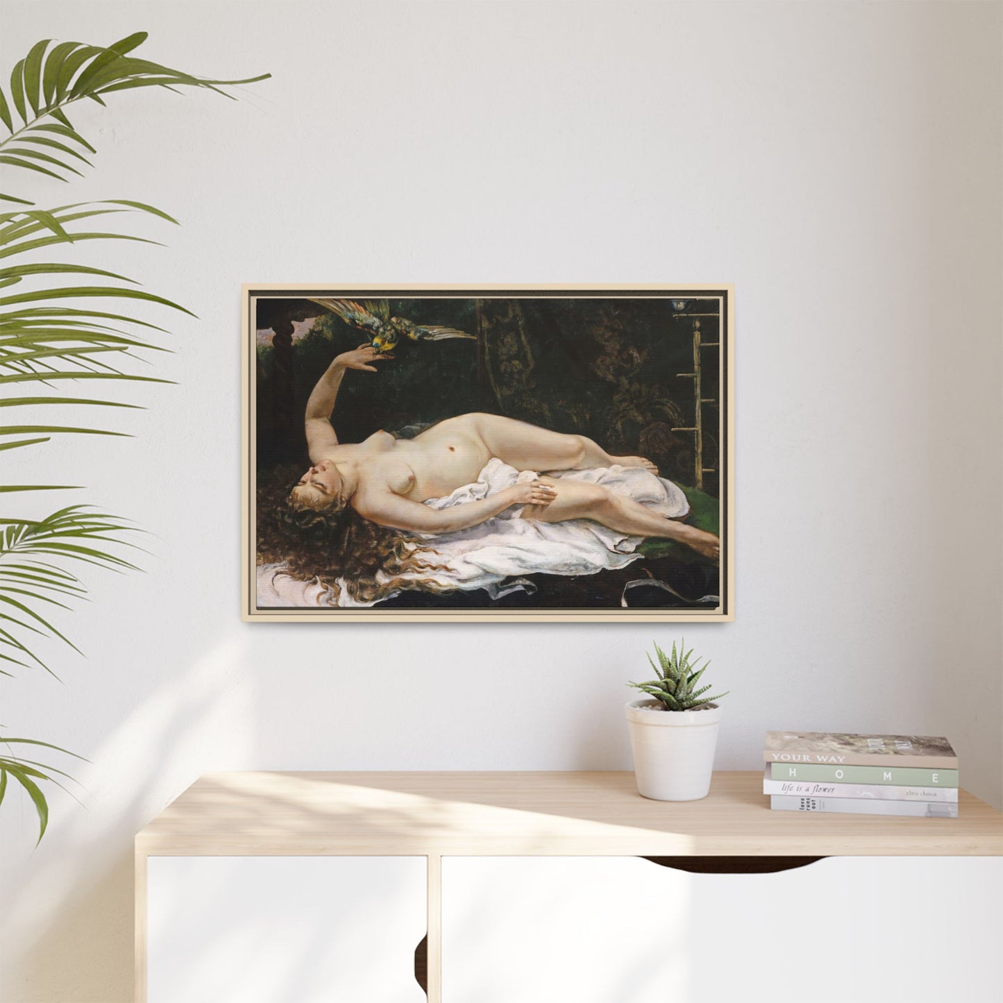 Courbet, Gustave - Woman with a Parrot (1866) - Matte Canvas, Framed