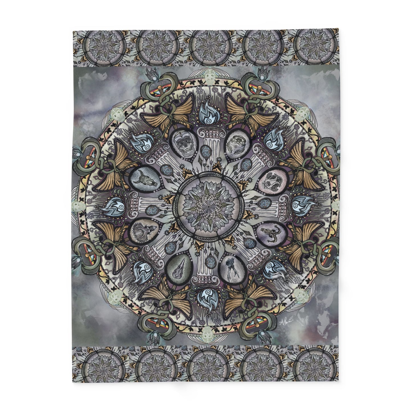 Pacio, Adam - Memento Mori Mandala - Arctic Fleece Blanket