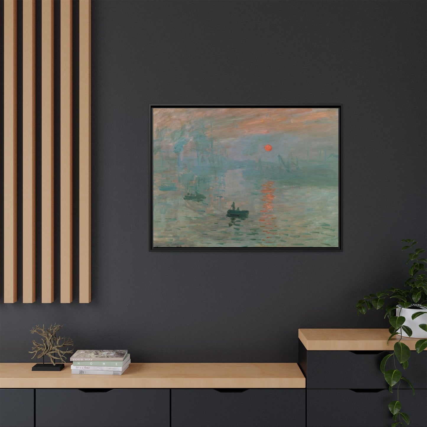 Monet, Claude - Impression, Sunrise (1872) - Matte Canvas, Framed
