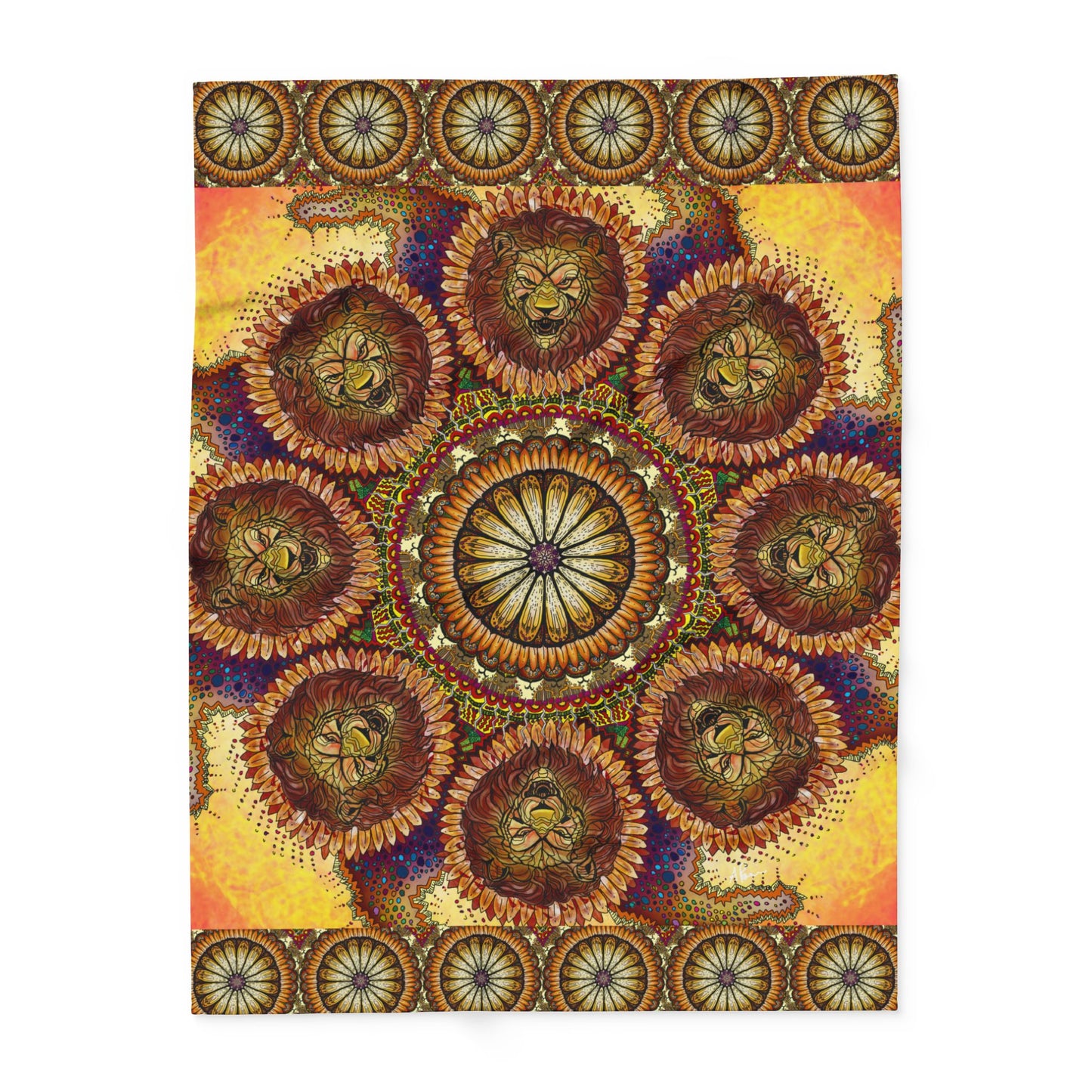 Lion Summer Mandala - Arctic Fleece Blanket