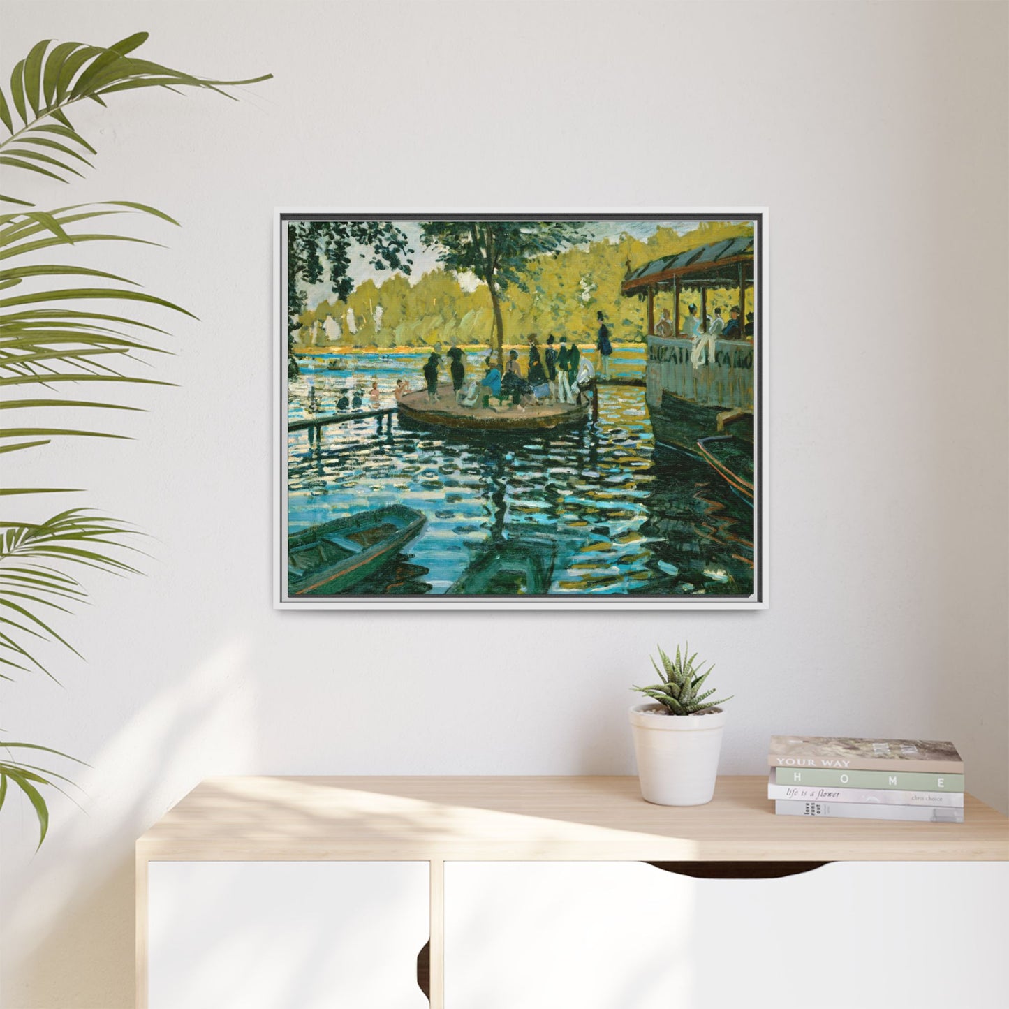 Monet, Claude - La Grenouillere (1869) - Matte Canvas, Framed