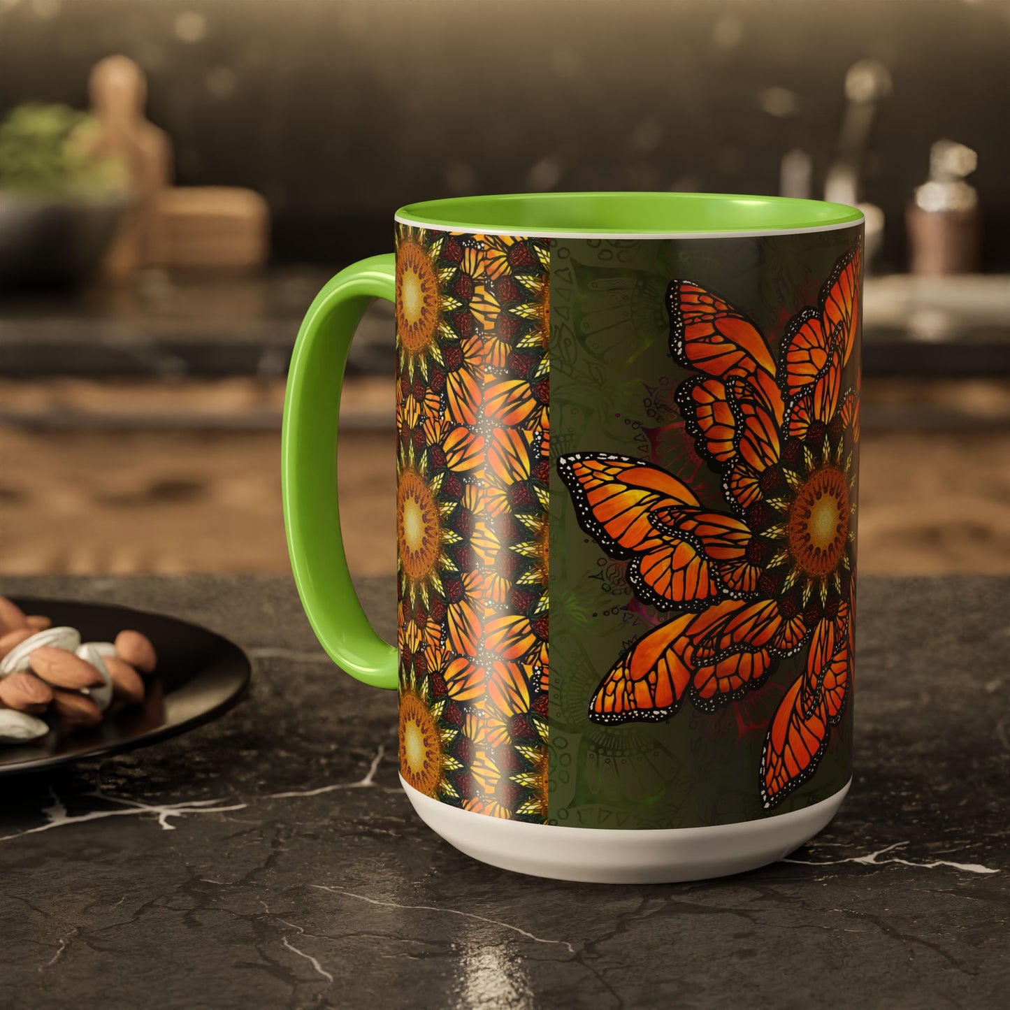 Pacio, Adam - Monarch Butterfly Mandala - Colorful Accent Mugs