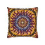 Solar Disc Mandala - Suede Square Pillowcase