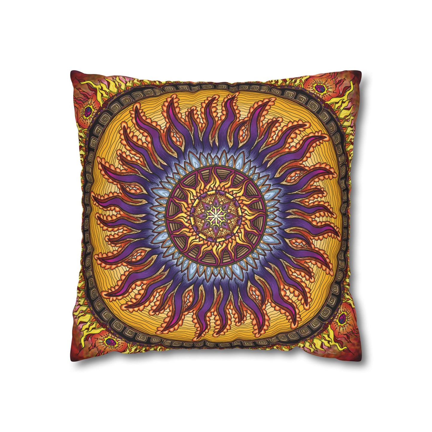 Pacio, Adam - Solar Disc Mandala - Suede Square Pillowcase