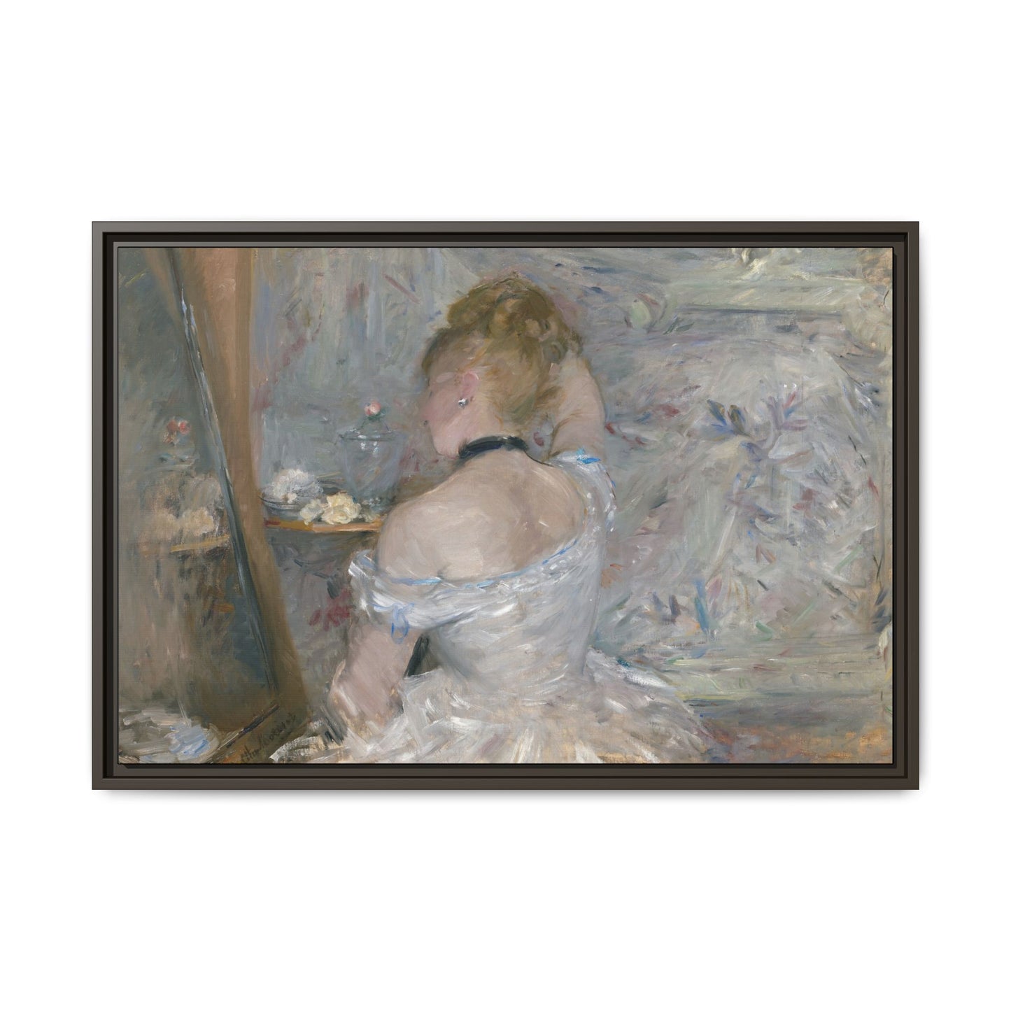 Morisot, Berthe - Woman at Her Toilette (1880) - Matte Canvas, Framed