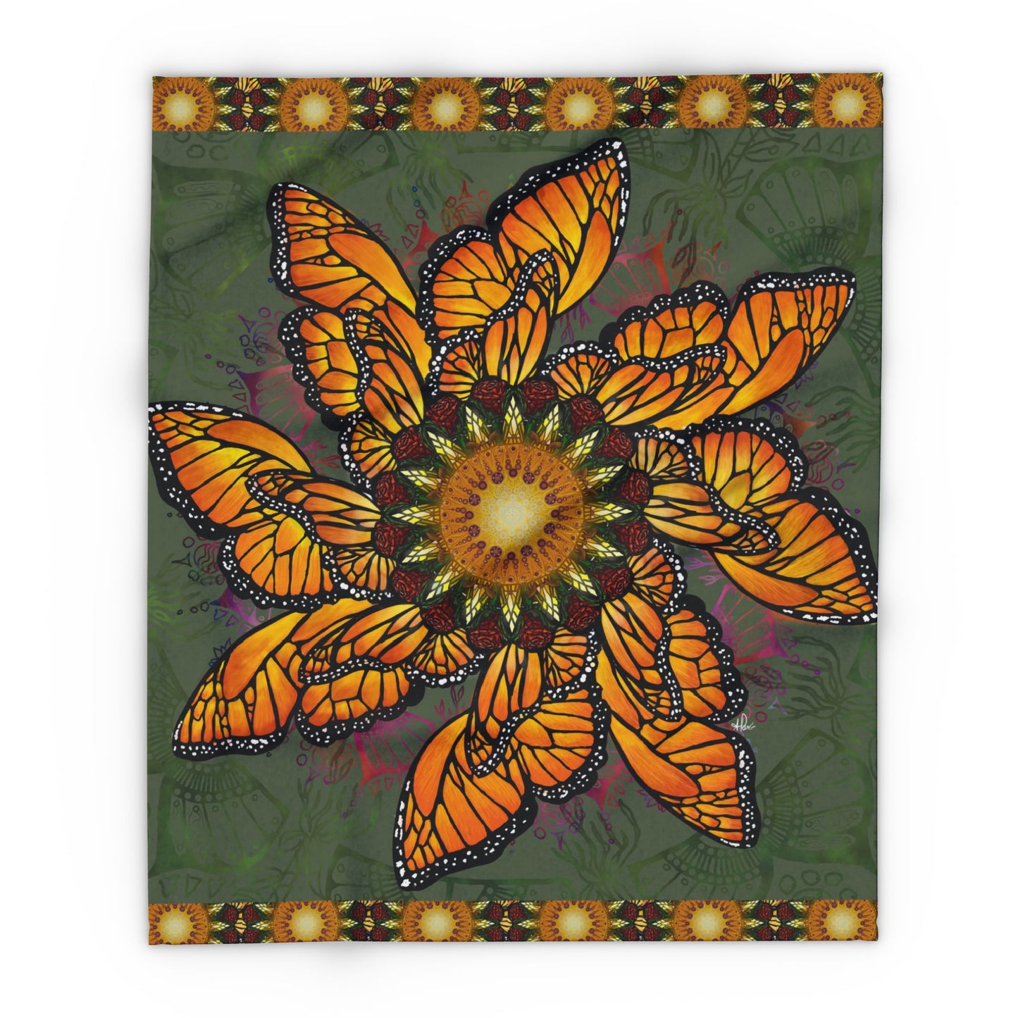 Pacio, Adam - Monarch Butterfly Mandala - Arctic Fleece Blanket
