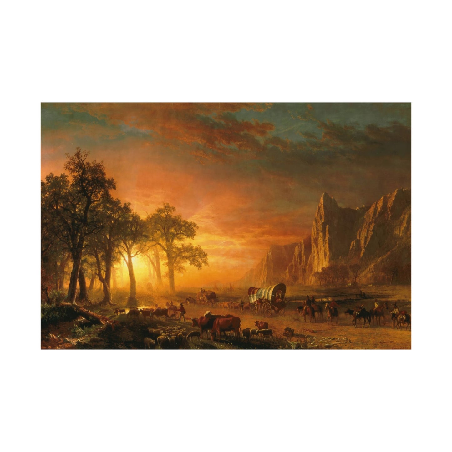Bierstadt, Albert - Emigrants Crossing the Plains (1867) - Satin Posters