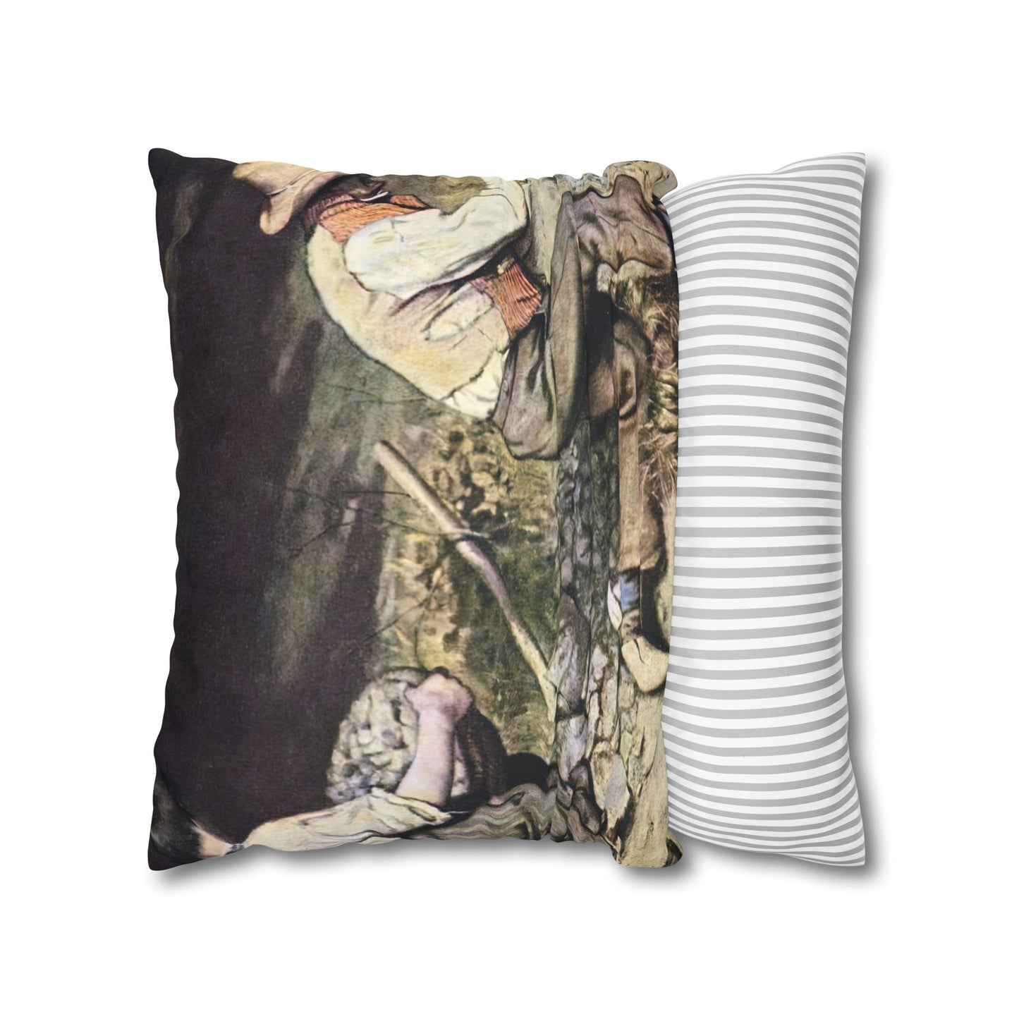 Courbet, Gustave - The Stone Breakers (1850) - Suede Square Pillowcase