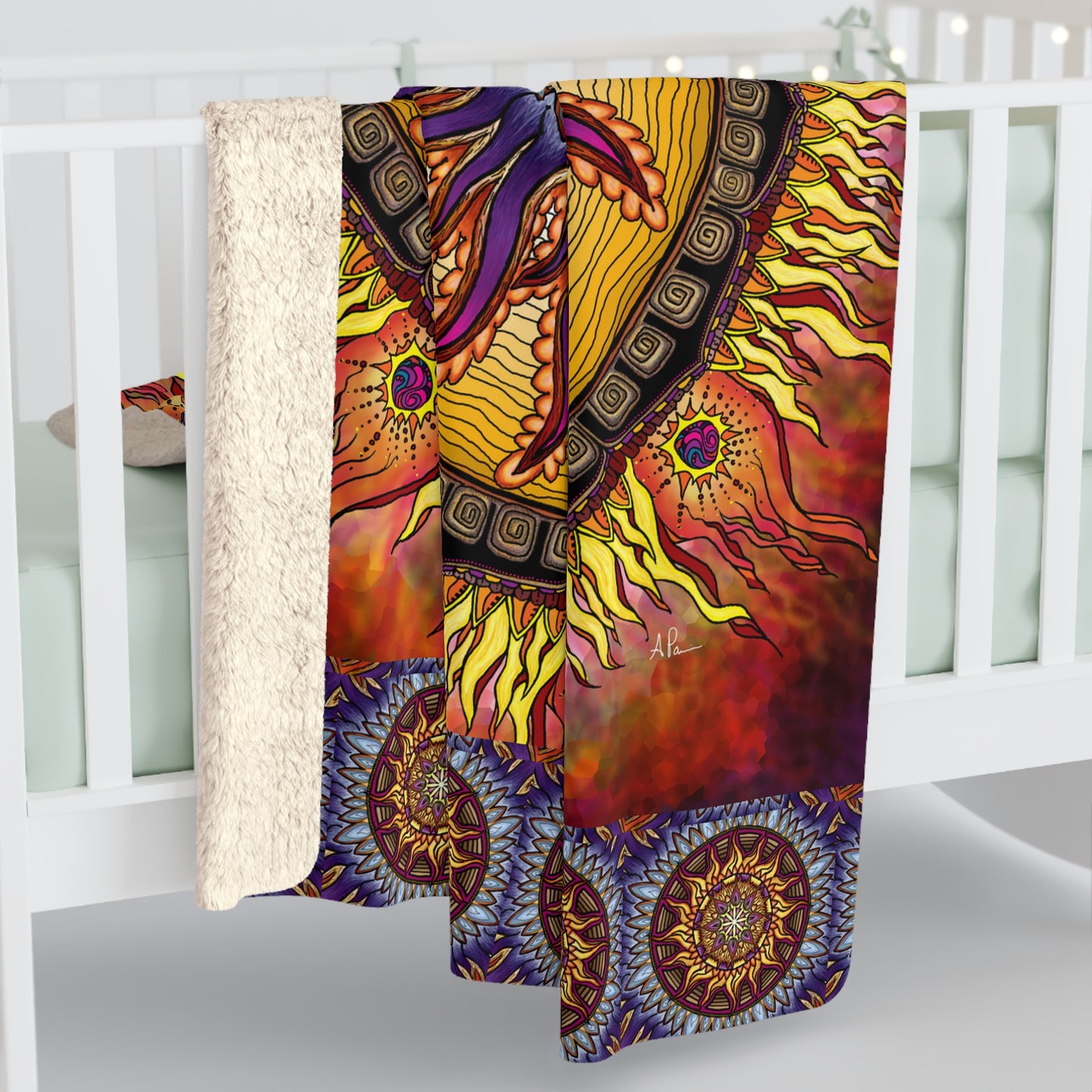 Solar Disc Mandala - Sherpa Fleece Blanket