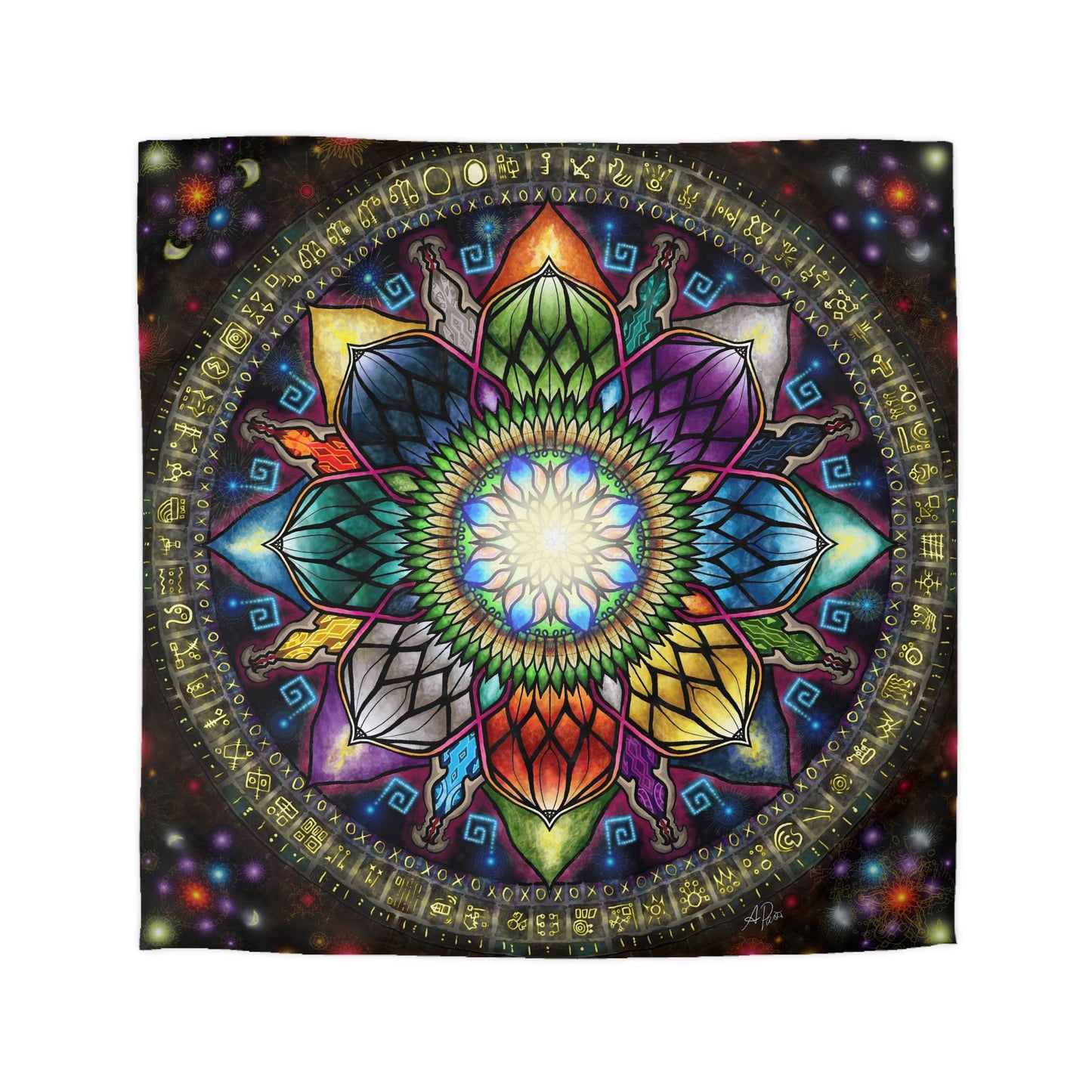 Pacio, Adam - Mystic Jewel Mandala - Microfiber Duvet Cover