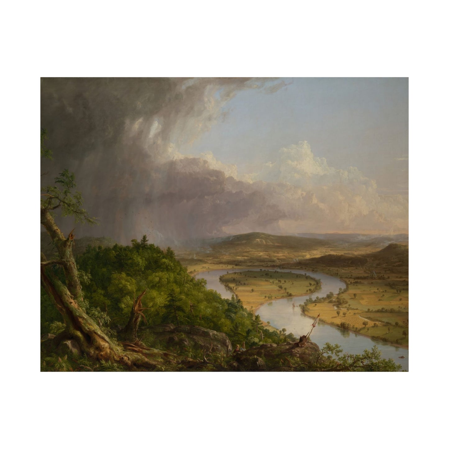 Cole. Thomas - View from Mount Holyoke, Northampton, Massachusetts, after a Thunderstorm: The Oxbow (1836) - Satin Posters